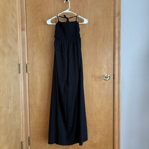 Theory Women's Toscana Black Halter Linen Blend Maxi Dress S/M Vacation‎